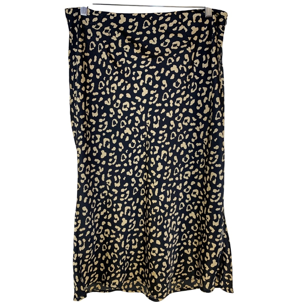 Leopard Print Midi slip Skirt XL Satin Mob Wife Chic Animal‎ Women y2k